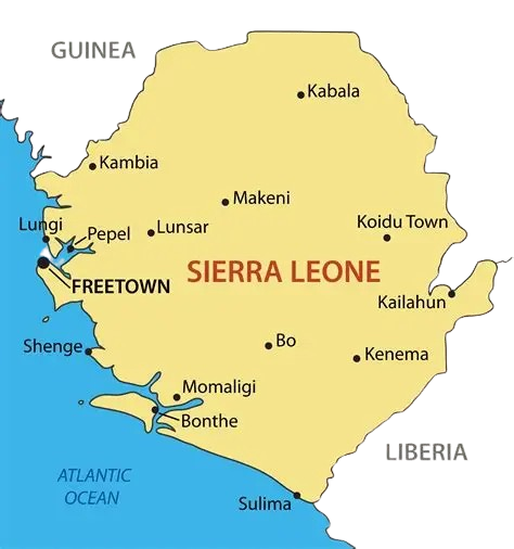 Sierra Leone district coverage map